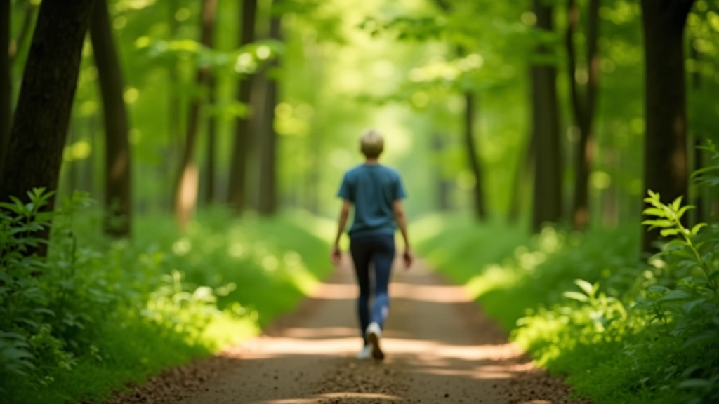 Persoon wandelend in groene natuur
